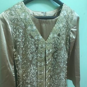 Gold 4 piece salwar kameez